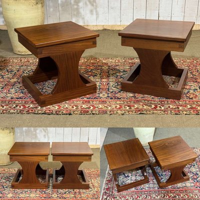 Coppia di comodini, tavolini degli anni ’80 in teak