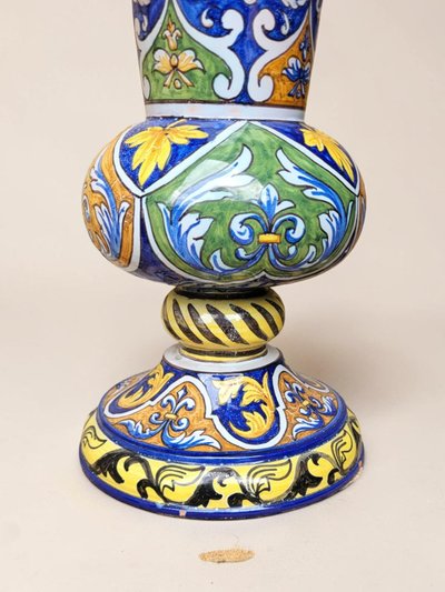 Nevers earthenware cone-shaped vase / Montagnon, early 20th century