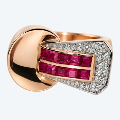 Retro Ruby and Diamond Ring