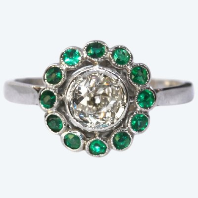 Art Deco Diamond and Emerald Ring
