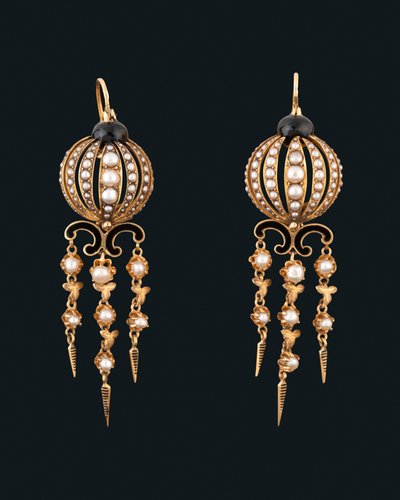 Ohrringe aus Gold, Emaille und Perlen, Napoleon III.