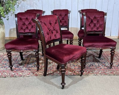 Suite de 6 chaises Victorienne XIXème en acajou