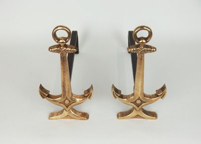 Pair of "Marine Anchor" andirons