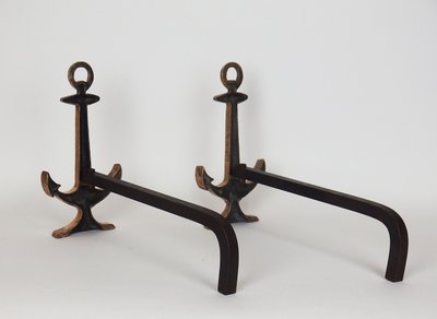 Pair of "Marine Anchor" andirons