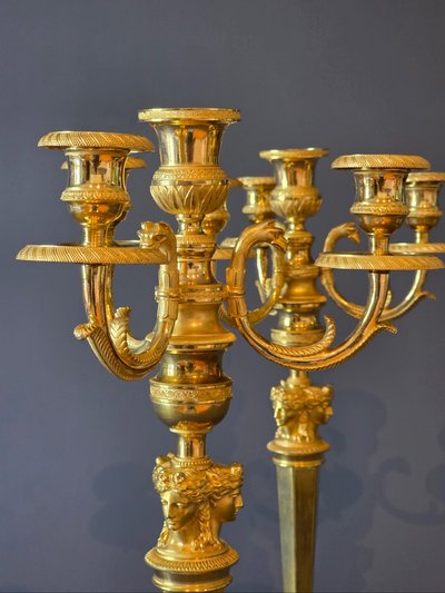 Claude Galle, paire de candélabres d'époque Empire-Consulat. 