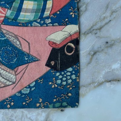 Prima stampa giapponese di Toyokuni III Kunisada, donna a riposo
