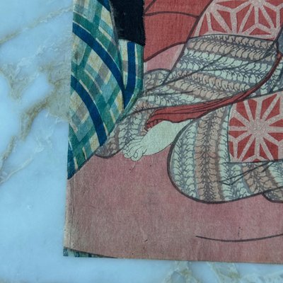 Prima stampa giapponese di Toyokuni III Kunisada, donna a riposo