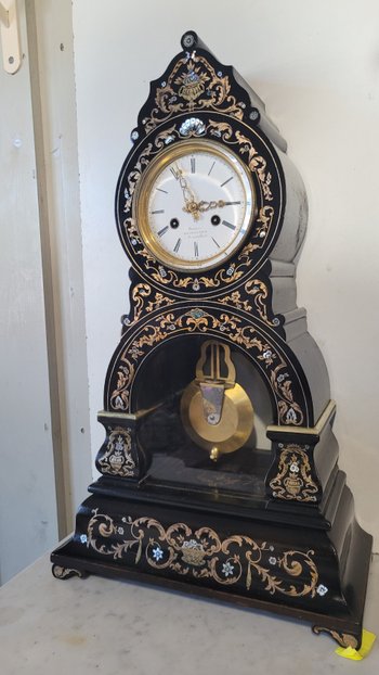 DEMEUR clock, clockmaker to the King of Belgium Brussels Clock in Boulle marquetry Napoleon 3 Victorian Cartel clock