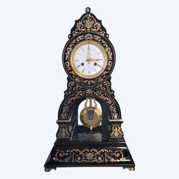 DEMEUR clock, clockmaker to the King of Belgium Brussels Clock in Boulle marquetry Napoleon 3 Victorian Cartel clock