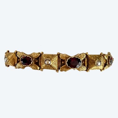Armband aus Gold, Perlen und Granaten aus dem 19. Jahrhundert