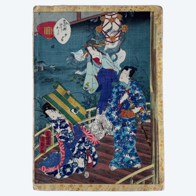 Alter japanischer Druck Toyokuni III Kunisada Frauen im Kimono