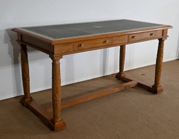 Flacher Schreibtisch, Eiche massiv, Empire-Geschmack – 1950