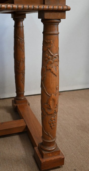 Flacher Schreibtisch, Eiche massiv, Empire-Geschmack – 1950