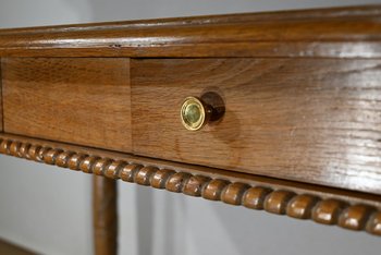 Flacher Schreibtisch, Eiche massiv, Empire-Geschmack – 1950