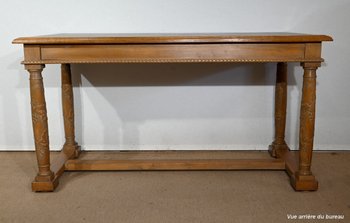 Flacher Schreibtisch, Eiche massiv, Empire-Geschmack – 1950
