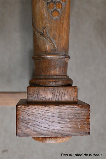 Flacher Schreibtisch, Eiche massiv, Empire-Geschmack – 1950