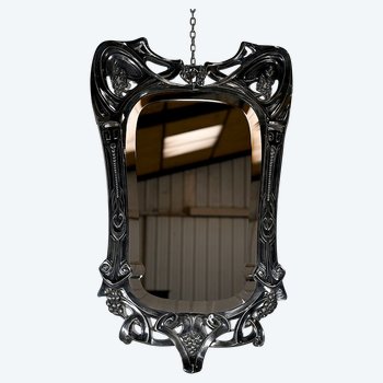 Miroir en Métal Argenté, Art Nouveau – Fin XIXe / Début XXe