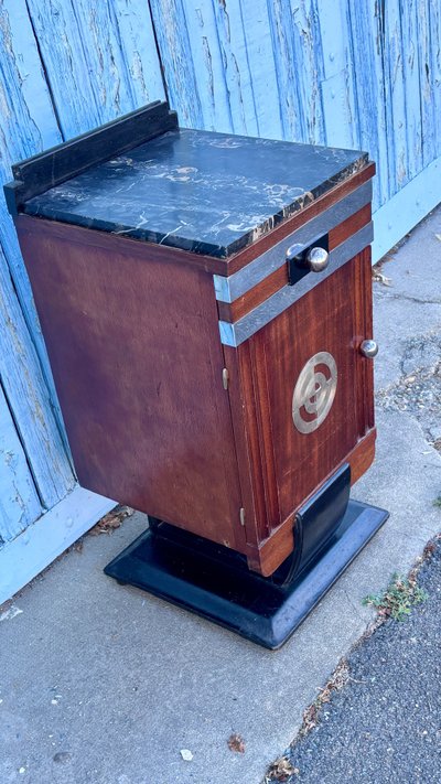 Art Deco Bedside Table with Portor Marble Top, 1930s