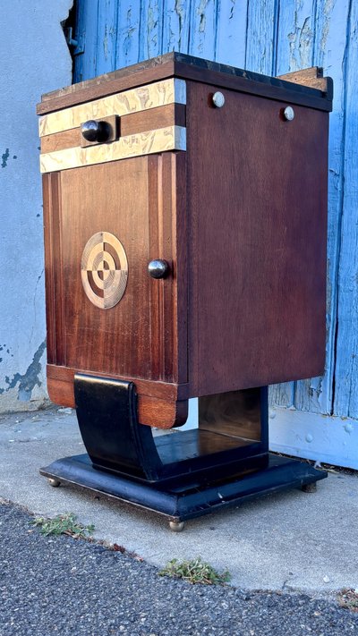 Art Deco Bedside Table with Portor Marble Top, 1930s