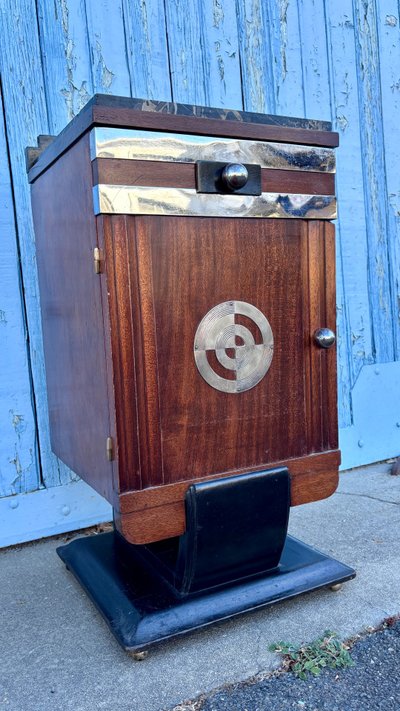 Art Deco Bedside Table with Portor Marble Top, 1930s