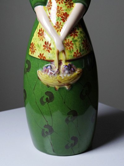 Antica bottiglia in porcellana di Limoges, nello stile di Robj, anni '20-'30.