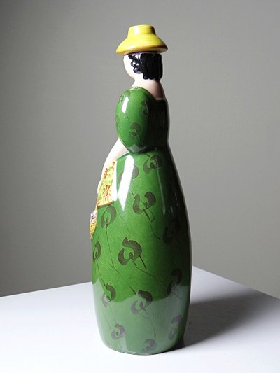 Antica bottiglia in porcellana di Limoges, nello stile di Robj, anni '20-'30.