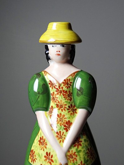Antica bottiglia in porcellana di Limoges, nello stile di Robj, anni '20-'30.