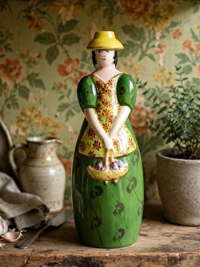 Antica bottiglia in porcellana di Limoges, nello stile di Robj, anni '20-'30.