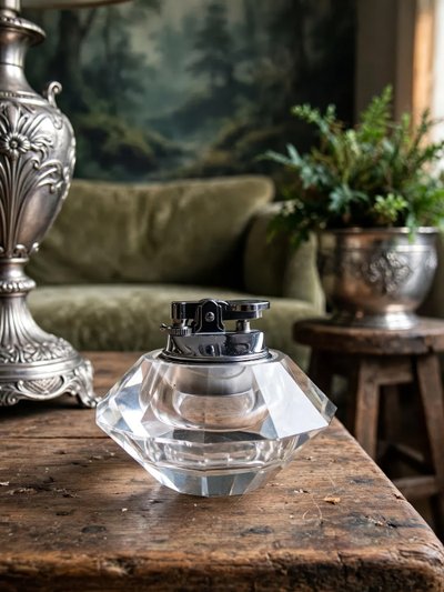 Vintage Murano crystal table lighter, attributed to Antonio Imperatore, 1970s
