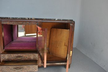 Credenza in mogano Art Déco con piano in marmo Portor