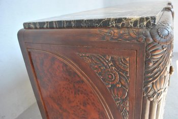 Credenza in mogano Art Déco con piano in marmo Portor