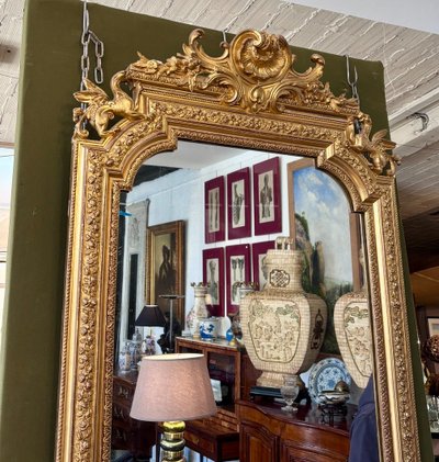 Grande specchio in legno dorato, XIX secolo