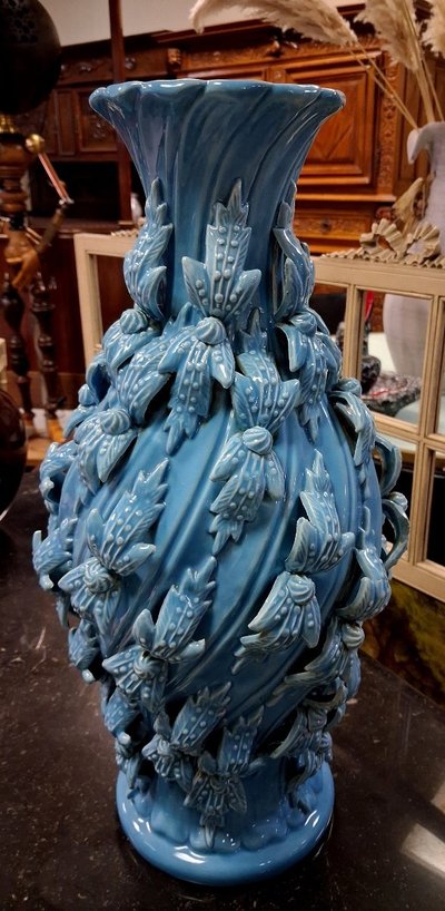 Glazed ceramic baluster vase from Manises