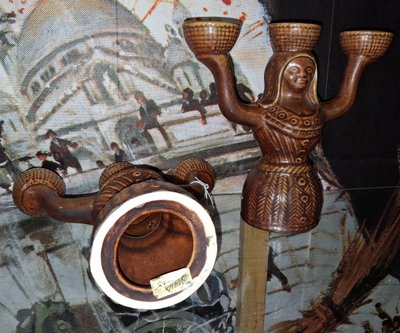 PAIRE DE BOUGEOIRS SAINT - CLÉMENT EN CÉRAMIQUE ÉMAILLÉE FRANCE, ANNÉES 1960-1970