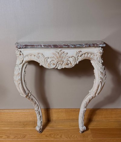 Konsolentisch im Stil Louis XV., 19. Jahrhundert, Marmorplatte