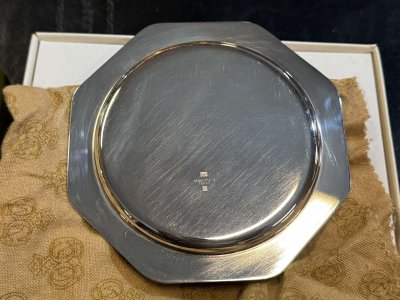 Christofle silver-plated metal bottle coaster, Villars pattern