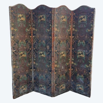 18th century period screen in Cordovan leather