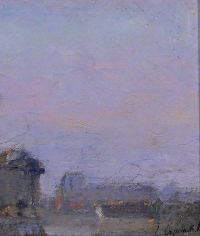 Lucienne CAPDEVIELLE 1885-1961 Paris, le Panthéon, tableau, vers 1930 paysage Art Déco