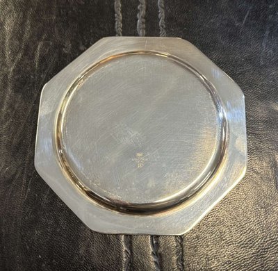 Christofle silver-plated metal bottle coaster, Villars pattern