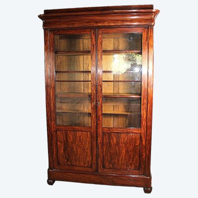 Mahagoni-Bücherschrank mit Glasfront aus der Restaurationszeit, 19. Jahrhundert