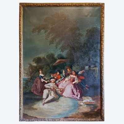 Olio su tela, scena romantica