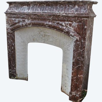 Large Louis XVI Style Fireplace Red Marble