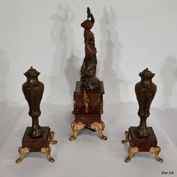 Regule and cherry marble mantelpiece set – 1920