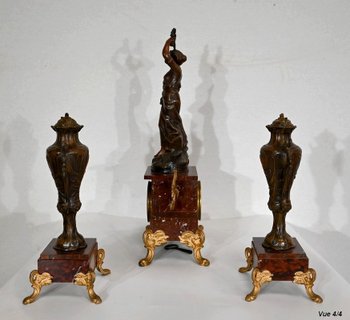 Regule and cherry marble mantelpiece set – 1920