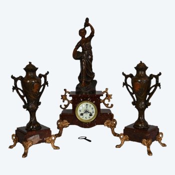 Regule and cherry marble mantelpiece set – 1920