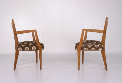 Zwei Eichenholzsessel, René-Jean Caillette, Frankreich, 1950er Jahre.