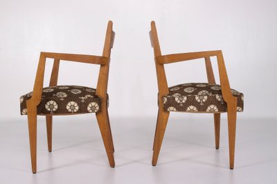 Zwei Eichenholzsessel, René-Jean Caillette, Frankreich, 1950er Jahre.