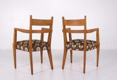Zwei Eichenholzsessel, René-Jean Caillette, Frankreich, 1950er Jahre.