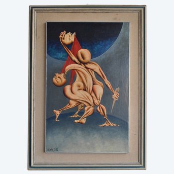 70s Surrealist Oil Painting