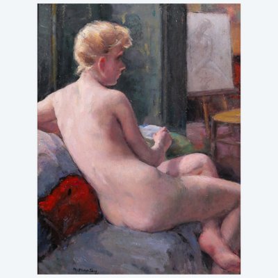 Madelaine PLAENTEY 1890-1985 Donna nuda nello studio, dipinto, circa 1930